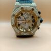 IMG20221202225306 Audemars Piguet Full Iced Out Yellow & White Gold Plated Moissanite Diamond Men Watch, Silicon Blue Band All Chronology Working Men Watch