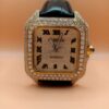 IMG20221202230601 Cartier Santos Moissanite Diamond Full Iced Out Men Watch, Stainless Steel Yellow Gold Plated Men Watch For Birthday Gift