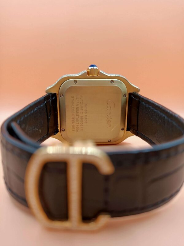 IMG20221202230632 Cartier Santos Moissanite Diamond Full Iced Out Men Watch, Stainless Steel Yellow Gold Plated Men Watch For Birthday Gift