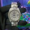 Rolex Datejust Full Iced Out Moissanite Diamond Watch, Baguette And Round VVS Moissanite Diamond Wrist Watch For Men, White & Yellow Gold Plated Men Diamond Watch