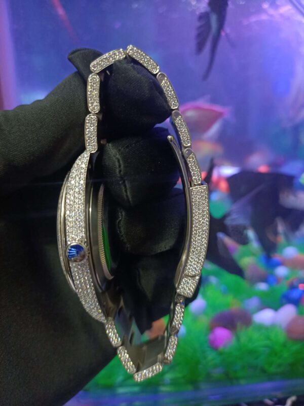 Rolex Datejust Full Iced Out Moissanite Diamond Watch, Baguette And Round VVS Moissanite Diamond Wrist Watch For Men, White & Yellow Gold Plated Men Diamond Watch