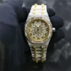 Audemars Piguet Baguette & Round VVS Diamond Full Iced Out Watch, Stainless Steel Self Winding Diamond Watch For Him, VVS Diamond Watch