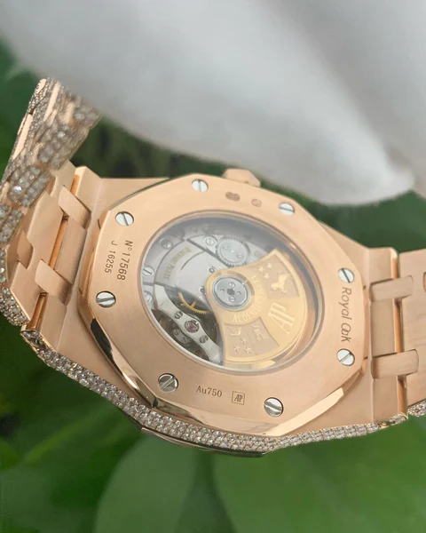 Audemars Piguet Baguette & Round VVS Diamond Full Iced Out Watch, Stainless Steel Self Winding Diamond Watch For Him, VVS Diamond Watch