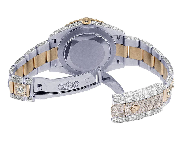 Rolex Datejust Round VVS Diamond Men Watch, Rose 40mm Dial Rose & White Gold 2 Tone Plated Stainless Steel Men Watch For Gift, Fully Iced Out Birthday Gift Watch For Him