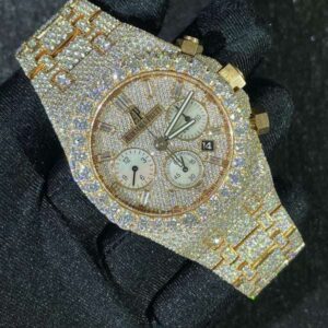 Audemars Piguet Full Iced Out VVS Diamond Men Watch, Stainless Steel All Chronograph Working Rose Gold Plated 42mm Men Watch