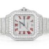 Cartier Santos VVS Diamond Men Watch, Stainless Steel White Gold Plated Men Watch For Birthday Gift