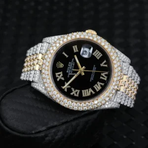 Rolex Datejust Jubilee VVS Diamond Men Watch, 41mm Dial 2 Tone Gold Plated Stainless Steel Men Watch For Gift, Fully Iced Out Birthday Gift Watch For Him
