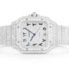 Cartier Santos VVS Diamond Men Watch, Stainless Steel White Gold Plated Arabic Men Watch For Birthday Gift
