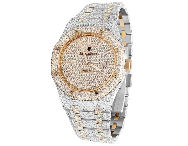 Audemars Piguet Full Iced Out VVS Diamond Men Watch, Stainless Steel 2 Tone Gold Plated 42mm Men Watch