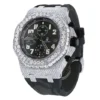 Audemars Piguet Full Iced Out VVS Diamond Men Watch, Silicon Army Band All Chronology Working 42mm Men Watch