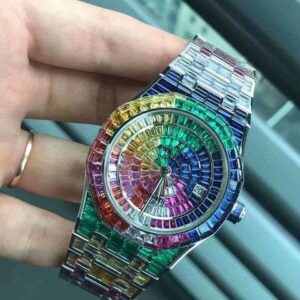 1_3e2acaa3-4d83-4327-833d-6a443f071e50_600x600 Audemars Piguet Full Iced Out Rainbow Baguette Diamond Men Watch, Stainless Steel White Gold Plated 42mm Men Watch