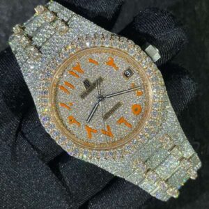 Audemars Piguet Full Iced Out VVS Diamond Men Watch, Stainless Steel White & Rose Gold 42mm Men Watch