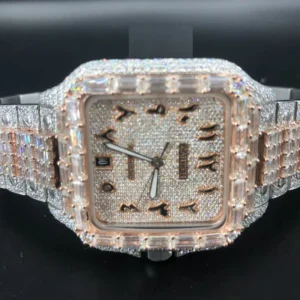 1_427ffae3-e19e-4375-b286-b64d5f1c0b27_600x600 Cartier Santos Round & Baguette VVS Diamond Men Watch, Stainless Steel White Gold Plated Men Watch For Birthday Gift