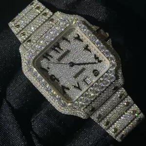 1_431c7b08-7631-45cd-b21d-f13d1bbc3470_600x600 Cartier Santos VVS Moissanite Diamond Iced Out Men Watch, Stainless Steel 2 Tone Gold Plated Men Watch For Birthday Gift