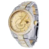 Rolex Sky Dweller Round VVS Diamond Men Watch, 42mm Dial Yellow & White Gold 2 Tone Plated Stainless Steel Men Watch For Gift, Fully Iced Out Birthday Gift Watch For Him