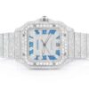 Cartier Santos VVS Diamond Men Watch, Stainless Steel White Gold Plated Men Watch For Birthday Gift