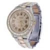 Rolex Datejust Baguette & Round VVS Diamond Men Watch, 40mm Dial Rose & White Gold 2 Tone Plated Stainless Steel Men Watch For Gift, Fully Iced Out Roman Birthday Gift Watch For Him