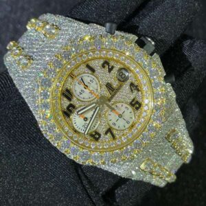 Audemars Piguet Full Iced Out VVS Diamond Men Watch, Stainless Steel All Chronograph Working 42mm Men Watch, White & Yellow Gold Plated Birthday Gift Watch