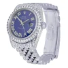 Rolex Datejust Jubilee VVS Diamond Men Watch, Blue 40mm Dial White Gold Plated Stainless Steel Men Watch For Gift, Fully Iced Out Birthday Gift Watch For Him