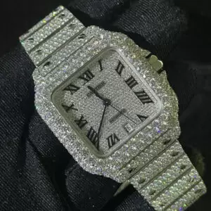 1_55a965b6-d879-4045-941f-211125e2b652_600x600 Cartier Santos VVS Moissanite Diamond Men Watch, Stainless Steel White Gold Plated Roman Men Watch For Birthday Gift