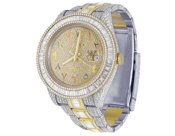 1_58a36d42-c2cf-4c7e-982a-cdbadd74e5a1_600x600 Rolex Datejust Baguette & Round VVS Diamond Men Watch, 40mm Dial Yellow & White Gold 2 Tone Plated Stainless Steel Men Watch For Gift, Fully Iced Out Arabic Birthday Gift Watch For Him