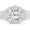 Cartier Santos VVS Diamond Men Watch, Stainless Steel White Gold Plated Men Watch For Birthday Gift