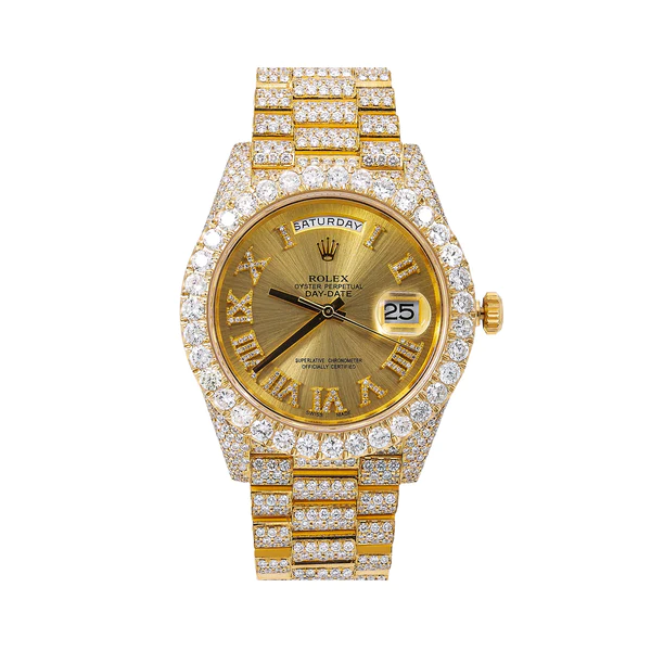 1_666bb8fc-fab5-43b1-ae01-d30b558e812f_600x600 Rolex Daydate Round VVS Diamond Iced Out Men Watch, 41mm Dial Yellow Gold Plated Stainless Steel Men Watch For Gift, Fully Iced Out Birthday Gift Watch For Him