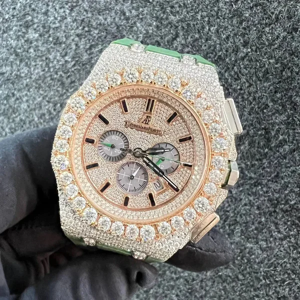 1_6700e43c-dab0-42a0-8cd5-498e5edb82fd_600x600 Audemars Piguet Full Iced Out VVS Diamond Men Watch, Green Silicon Band All Chronology Working 42mm Men Watch