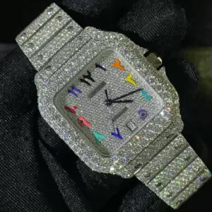1_68f51f94-3304-4b42-9fb0-bfb55e13ed7f_600x600 Cartier Santos VVS Moissanite Diamond Men Watch, Stainless Steel White Gold Plated Arabic Men Watch For Birthday Gift