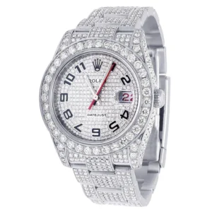 Rolex Datejust Jubilee VVS Diamond Men Watch, White 36mm Dial White Gold Plated Stainless Steel Men Watch For Gift, Fully Iced Out Birthday Gift Watch For Him