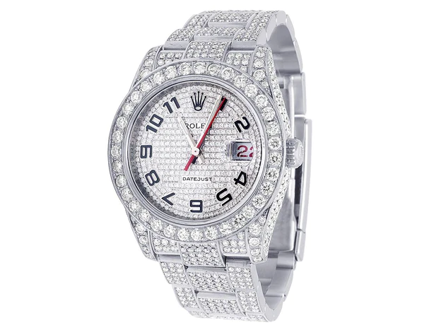 Rolex Datejust Jubilee VVS Diamond Men Watch, White 36mm Dial White Gold Plated Stainless Steel Men Watch For Gift, Fully Iced Out Birthday Gift Watch For Him