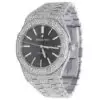 Audemars Piguet Full Iced Out VVS Moissanite Diamond Men Watch, Stainless Steel White Gold Black Face 42mm Men Watch