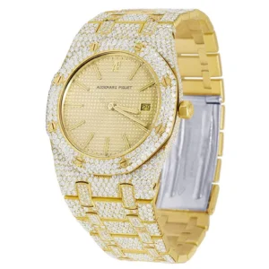 Audemars Piguet Full Iced Out VVS Diamond Men Watch, Stainless Steel Yellow Gold Plated 42mm Men Watch