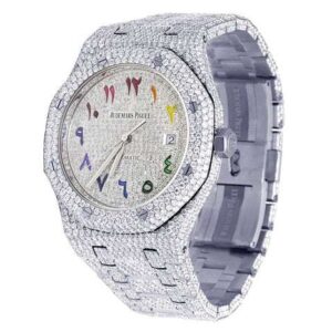 ,,,Audemars Piguet Full Iced Out VVS Diamond Men Watch, Stainless Steel White Gold Plated Arabic Font 42mm Men Watch