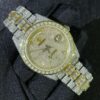 Rolex Daydate Full Iced Out VVS Diamond Watch, Baguette And Round VVS Diamond Wrist Watch For Men, White & Yellow Gold Plated Men Diamond Watch