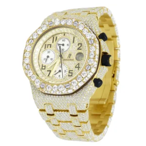 Audemars Piguet Full Iced Out VVS Diamond Men Watch, Stainless Steel Yellow Gold Plated All Chronograph Working 42mm Men Watch