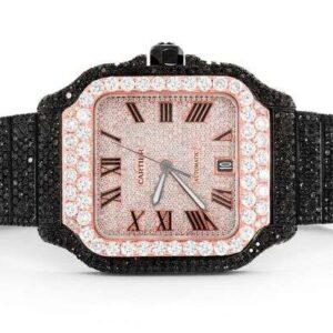 1_9b5beb82-a47c-4038-9977-c8f7302c2b84_600x600 Cartier Santos Black And White VVS Diamond Men Watch, Stainless Steel Black & Rose Gold Plated Men Watch For Birthday Gift
