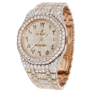 Audemars Piguet Full Iced Out VVS Diamond Men Watch, Stainless Steel Rose Gold Arabic 42mm Men Watch