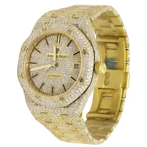 Audemars Piguet Full Iced Out VVS Diamond Men Watch, Stainless Steel Yellow Gold Plated 42mm Men Watch