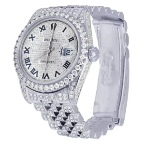 Rolex Datejust Jubilee VVS Diamond Men Watch, White 40mm Dial White Gold Plated Stainless Steel Men Watch For Gift, Fully Iced Out Birthday Gift Watch For Him