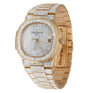 Patek Philippe Baguette VVS Diamond Men Automatic Watch, Rose Gold Plated Men Watch For Birthday Gift