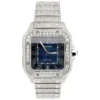 Cartier Santos VVS Diamond Men Watch, Stainless Steel White Gold Plated Men Watch For Birthday Gift