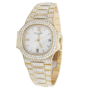 Patek Philippe Geneve Round VVS Diamond Men Automatic Watch, Yellow Gold Plated Men Watch For Birthday Gift