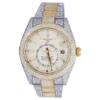 Rolex Sky Dweller Round VVS Diamond Men Watch, 42mm Dial Yellow & White Gold 2 Tone Plated Stainless Steel Men Watch For Gift, Fully Iced Out Birthday Gift Watch For Him
