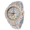 Rolex Yatch Master Round VVS Diamond Iced Out Men Watch, White 42mm Dial Rose & White Gold 2 Tone Plated Stainless Steel Men Watch For Gift, Fully Iced Out Birthday Gift Watch For Him