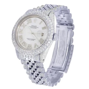 Rolex Datejust Jubilee VVS Diamond Men Watch, 40mm White Gold Plated Stainless Steel Men Watch For Gift, Birthday Gift Watch For Him