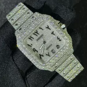 1_d8923264-4bad-4b1d-a46e-7595678be07f_600x600 Cartier Santos VVS Moissanite Diamond Iced Out Men Watch, Stainless Steel 2 Tone Gold Plated Men Watch For Birthday Gift