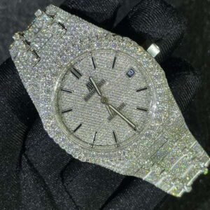Audemars Piguet Full Iced Out VVS Diamond Men Watch, Stainless Steel White Gold 42mm Men Watch