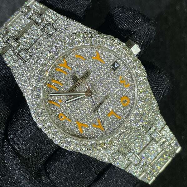 Audemars Piguet Full Iced Out VVS Diamond Men Watch, Stainless Steel White Gold 42mm Men Watch
