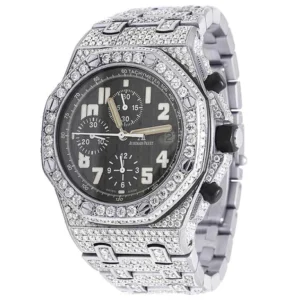 Audemars Piguet Full Iced Out VVS Diamond Men Watch, Stainless Steel White Gold Plated All Chronograph Working 42mm Men Watch